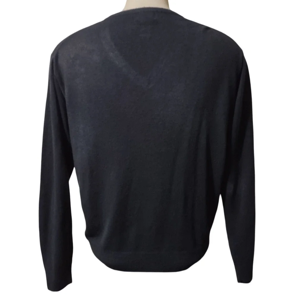 Dockers Sweater L Mens Norm Core Cabin Core Retro Streetwear Black V-Neck Knit